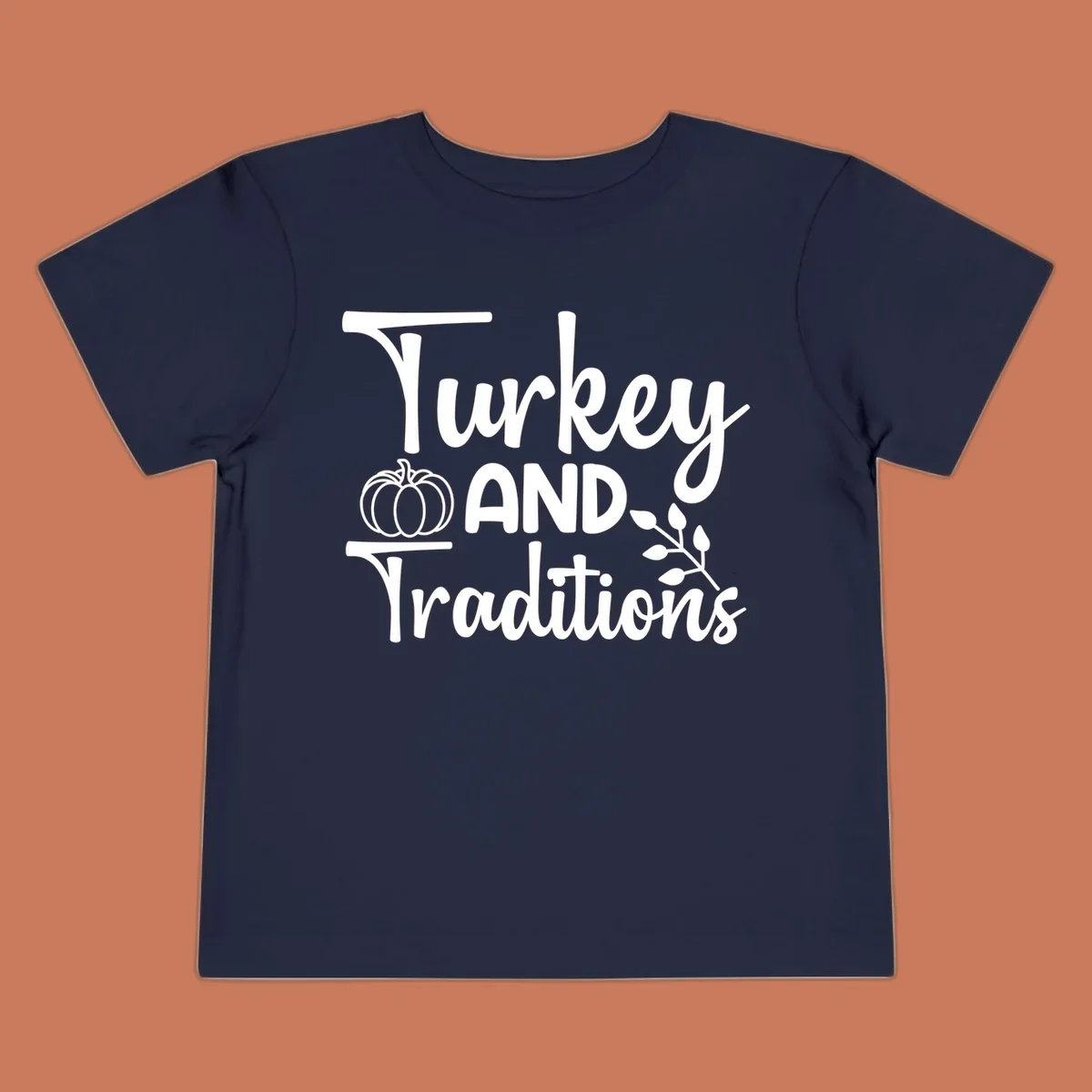 Thanksgiving traditions text and illustrations with pumpkin and leaves.