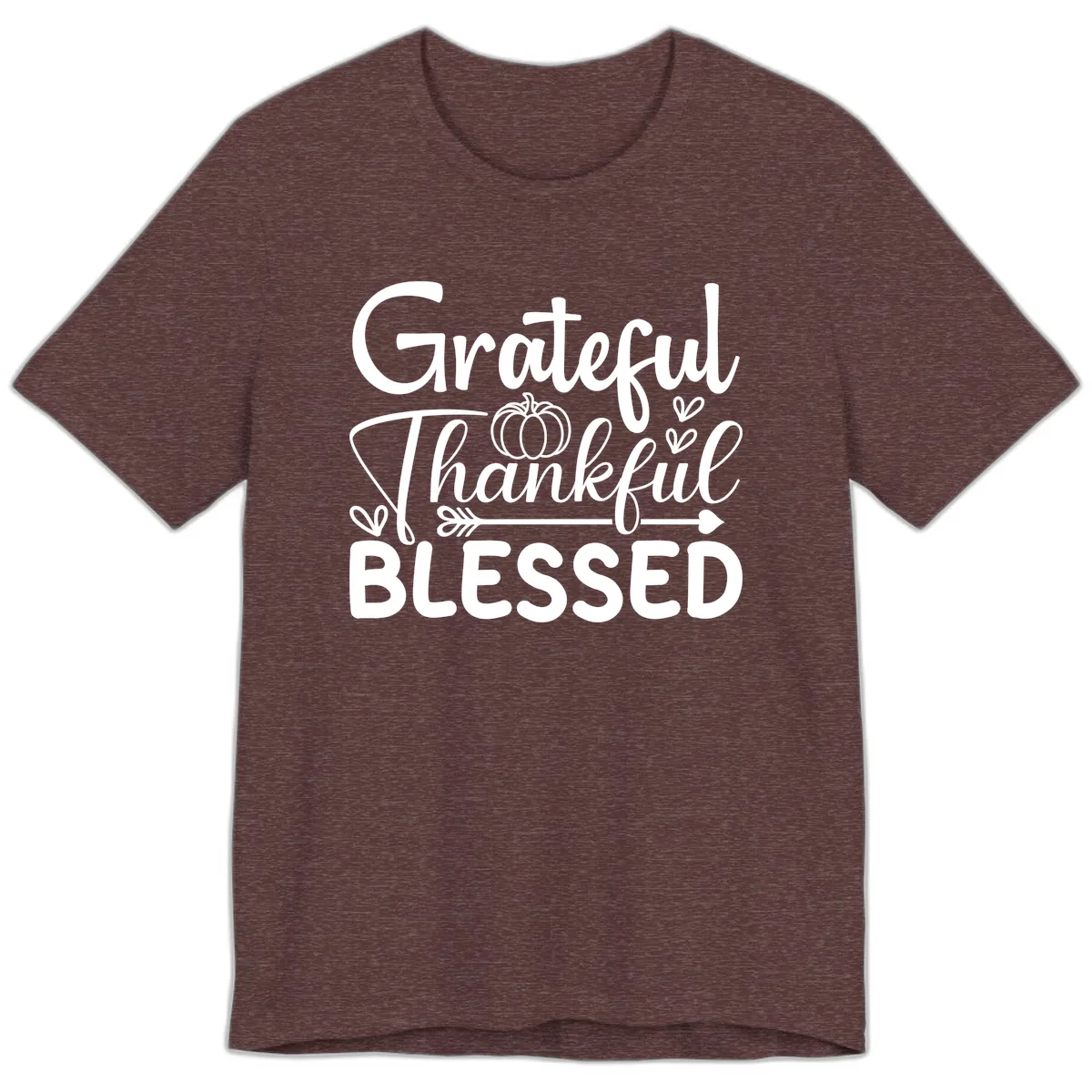 Grateful Thankful Blessed Typography Premium T-Shirt in Heather Maroon