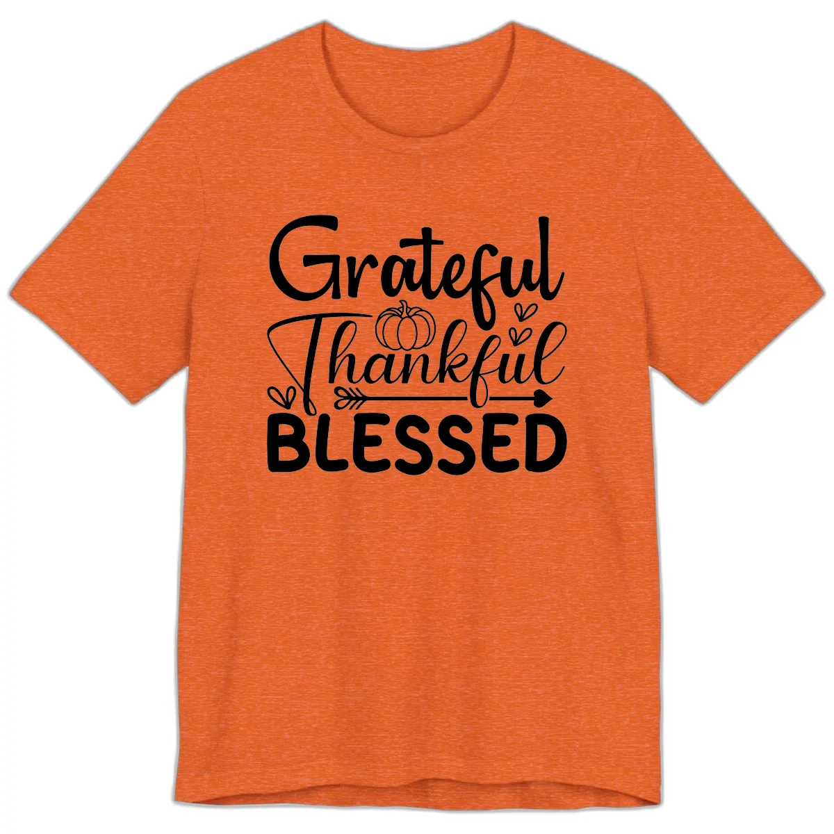 Grateful Thankful Blessed Typography Premium T-Shirt in Heather Orange
