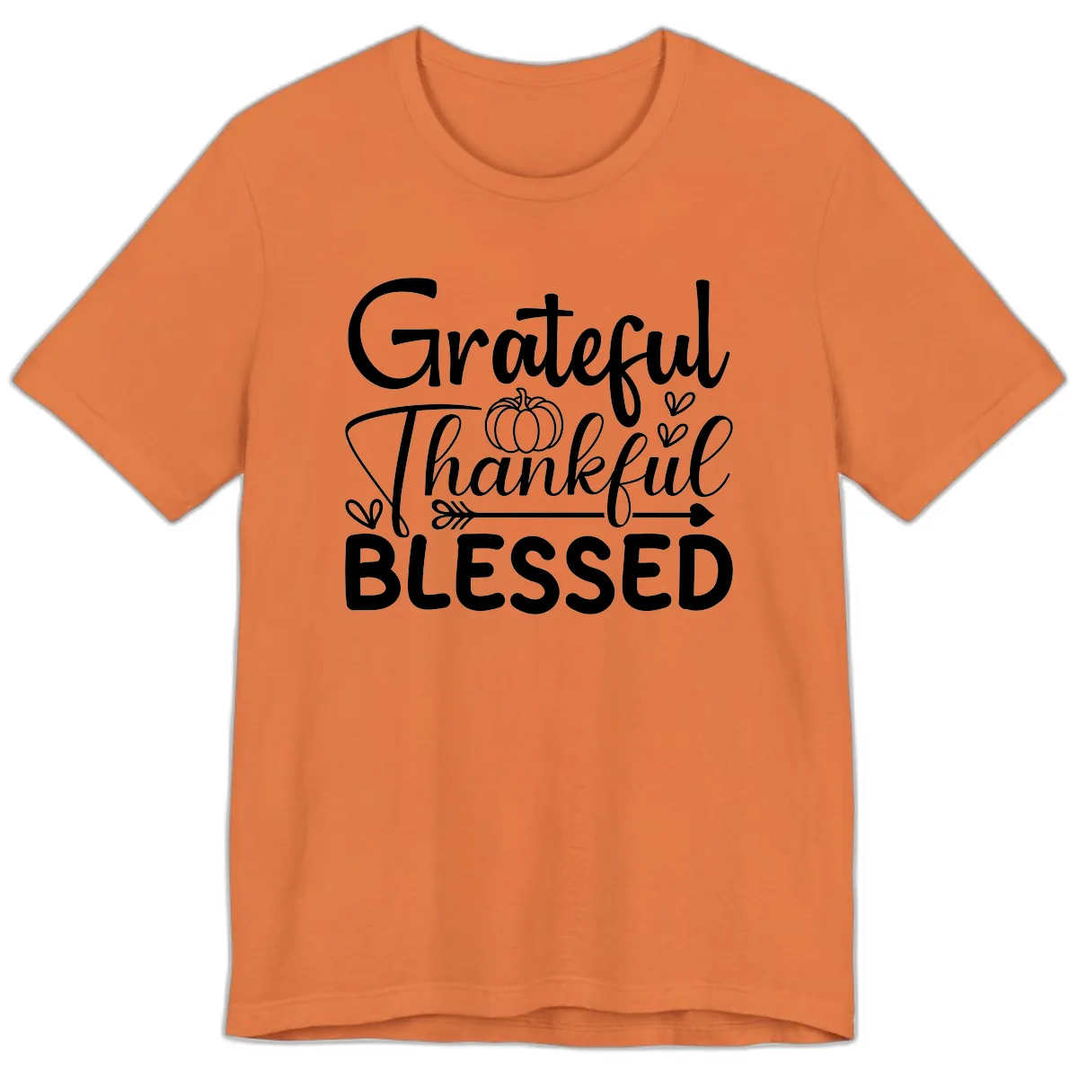 Grateful Thankful Blessed Typography Premium T-Shirt in Burnt Orange