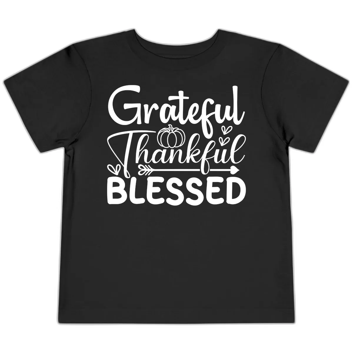 Grateful Thankful Blessed Typography Toddler T-Shirt in Black