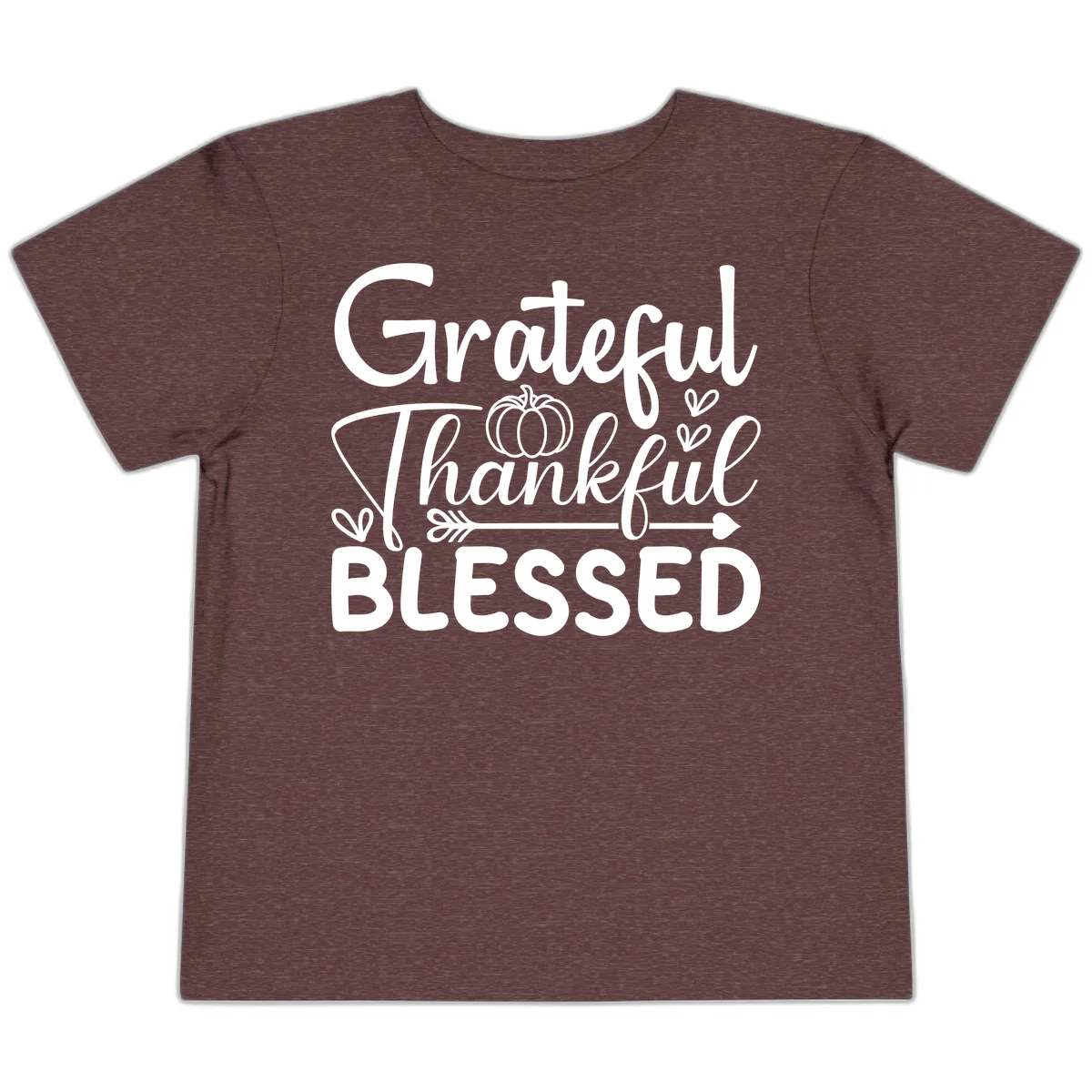 Grateful Thankful Blessed Typography Toddler T-Shirt in Heather Maroon