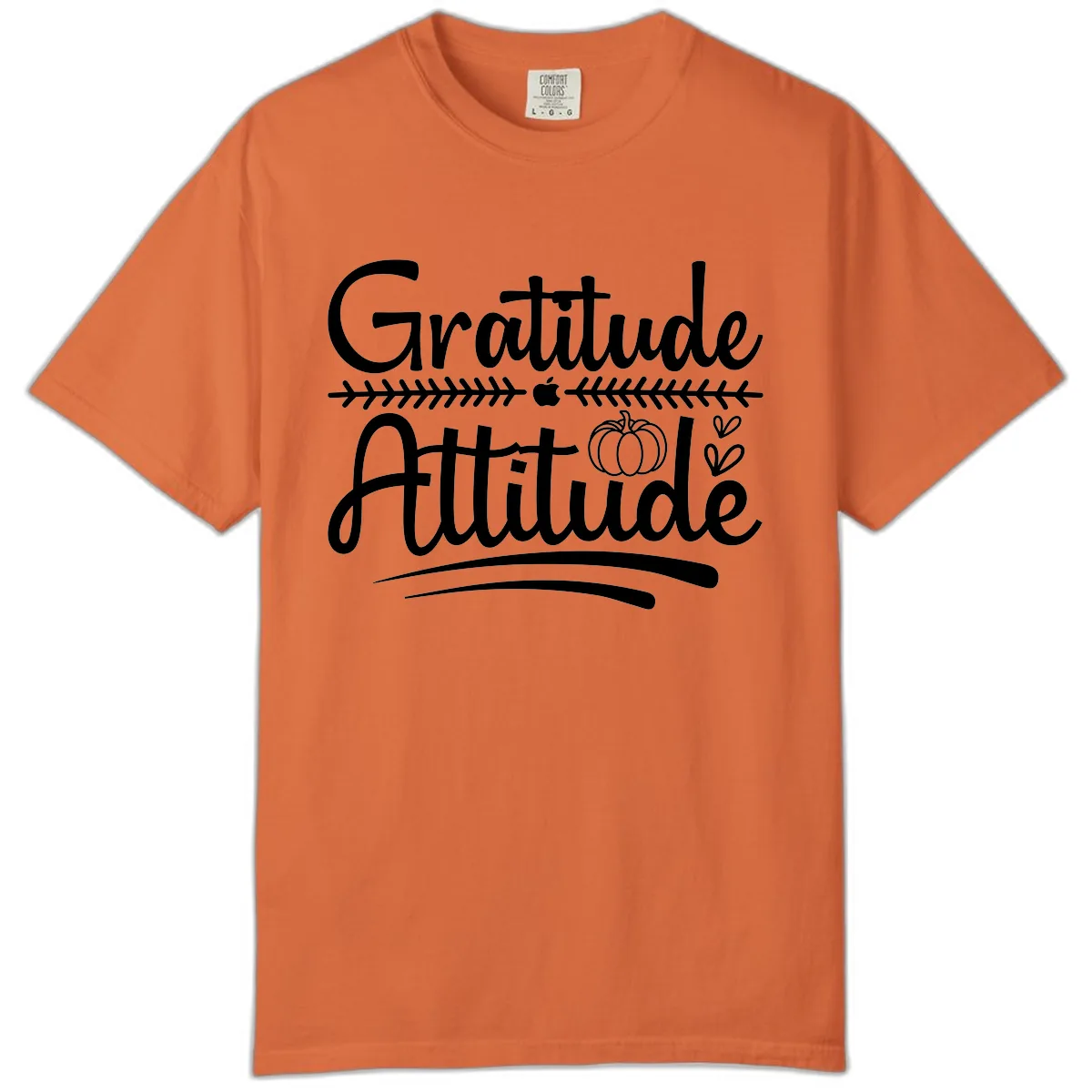 Gratitude Attitude Typography Design Comfort Color in Burnt Orange