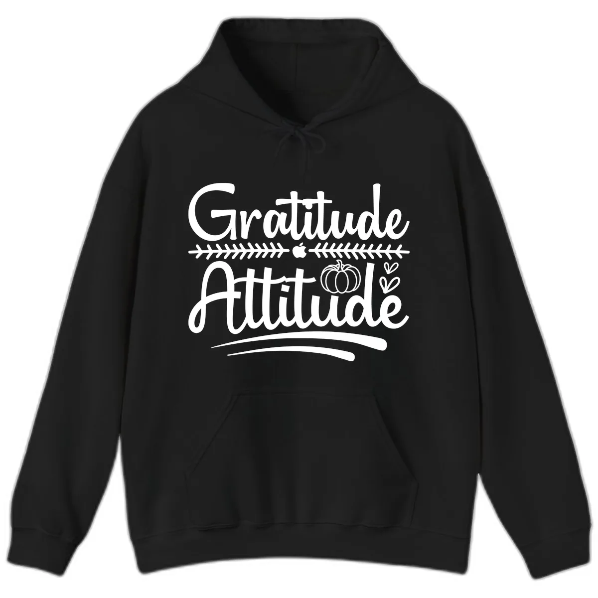 Gratitude Attitude Typography Design Hoodie in Black