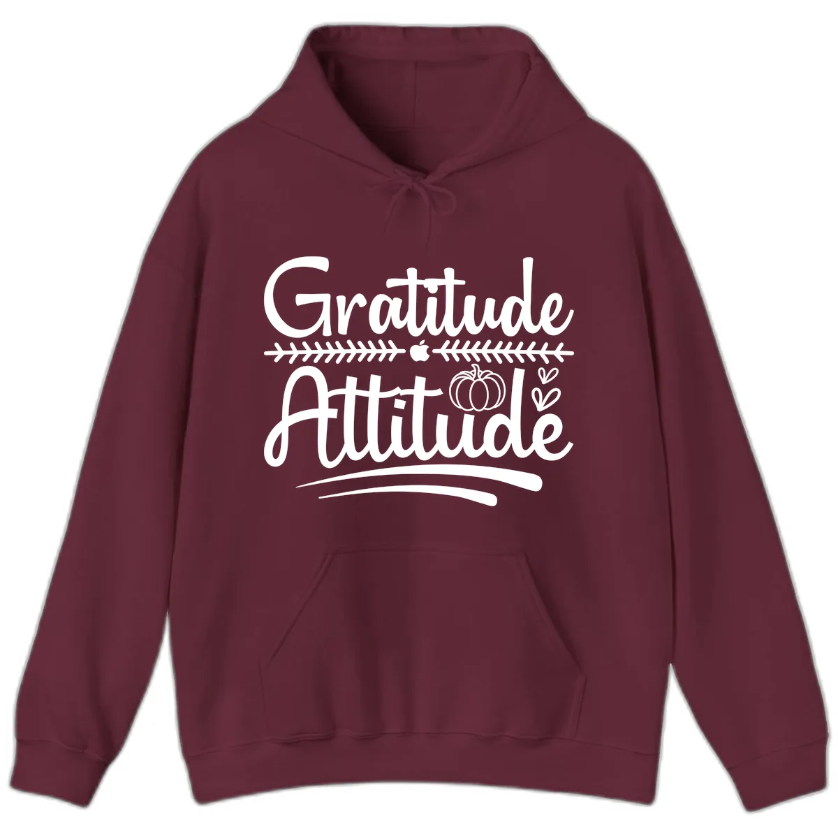 Gratitude Attitude Typography Design Hoodie in Maroon