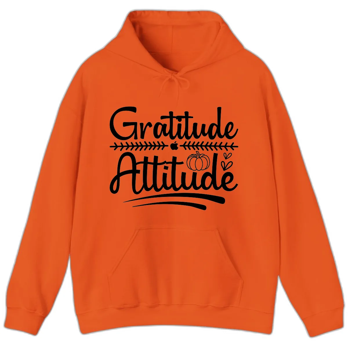Gratitude Attitude Typography Design Hoodie in Orange