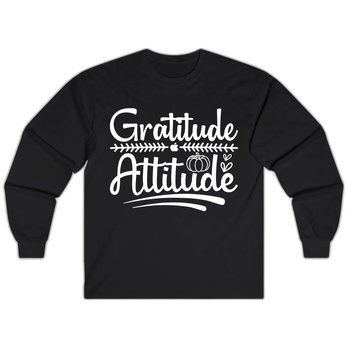Gratitude Attitude Typography Design Long Sleeve in Black