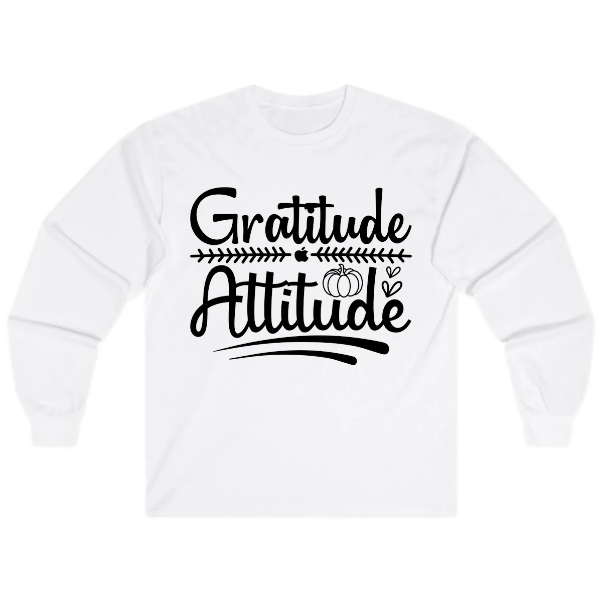 Gratitude Attitude Typography Design Long Sleeve in White