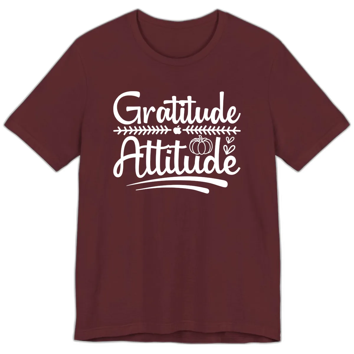 Gratitude Attitude Typography Design Premium T-Shirt in Maroon