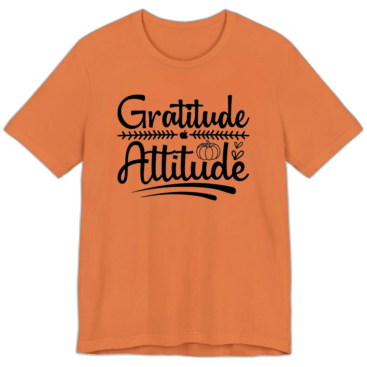 Gratitude Attitude Typography Design Premium T-Shirt in Burnt Orange