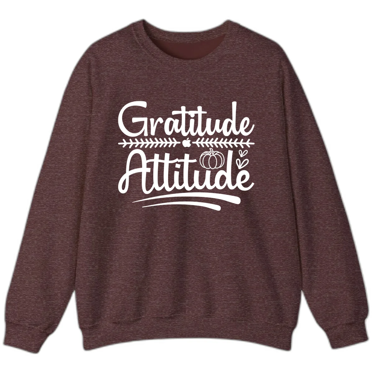 Gratitude Attitude Typography Design Sweatshirt in Heather Sport Dark Maroon