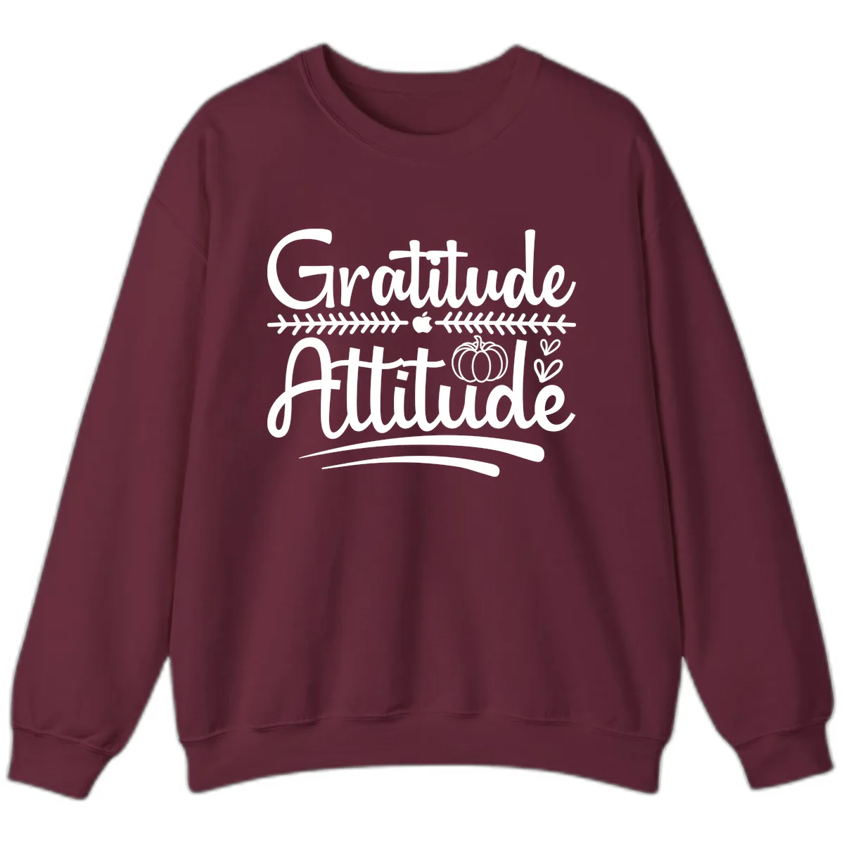 Gratitude Attitude Typography Design Sweatshirt in Maroon