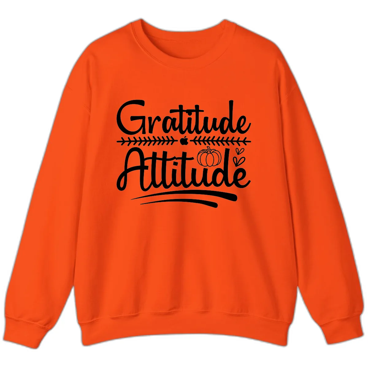 Gratitude Attitude Typography Design Sweatshirt in Orange