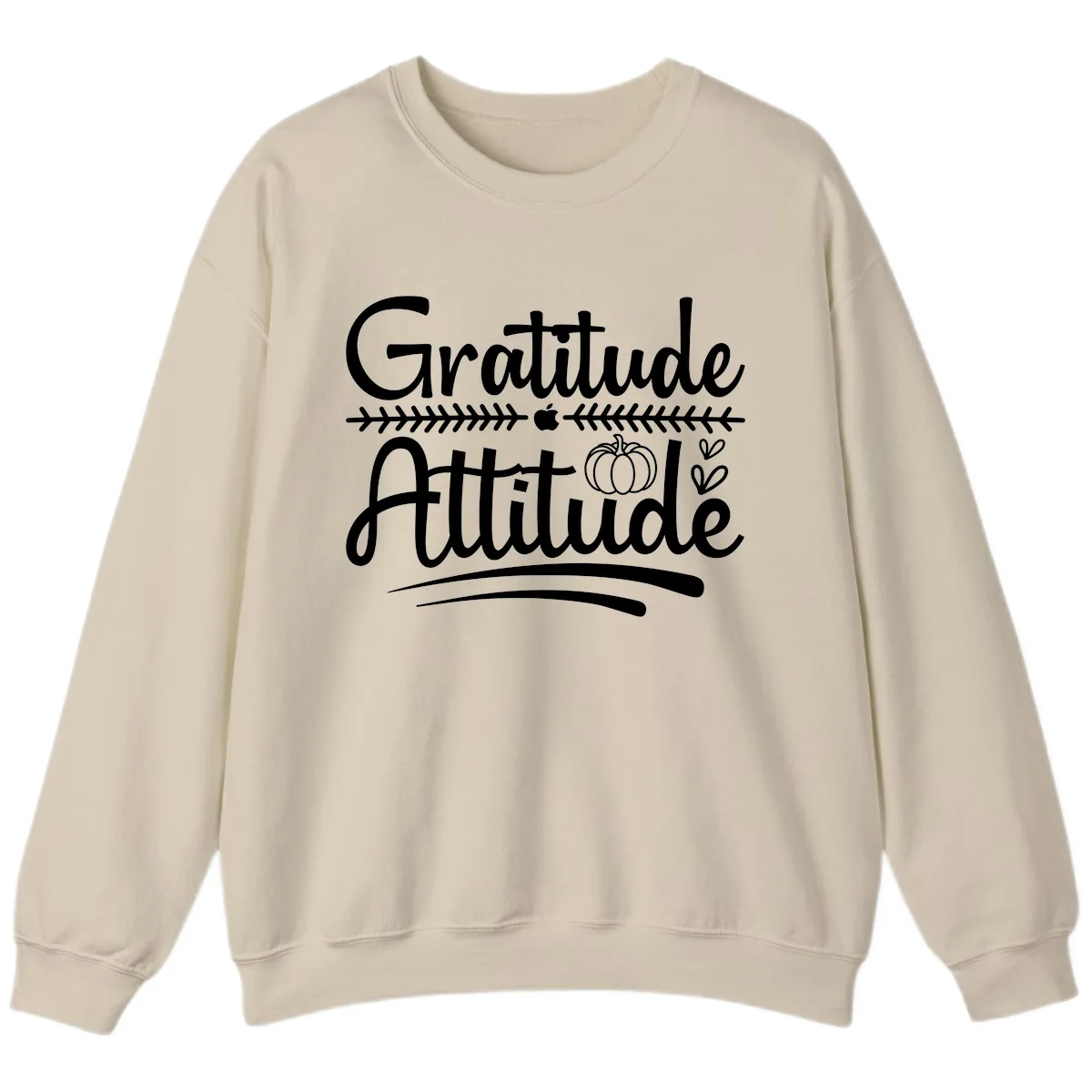 Gratitude Attitude Typography Design Sweatshirt in Sand