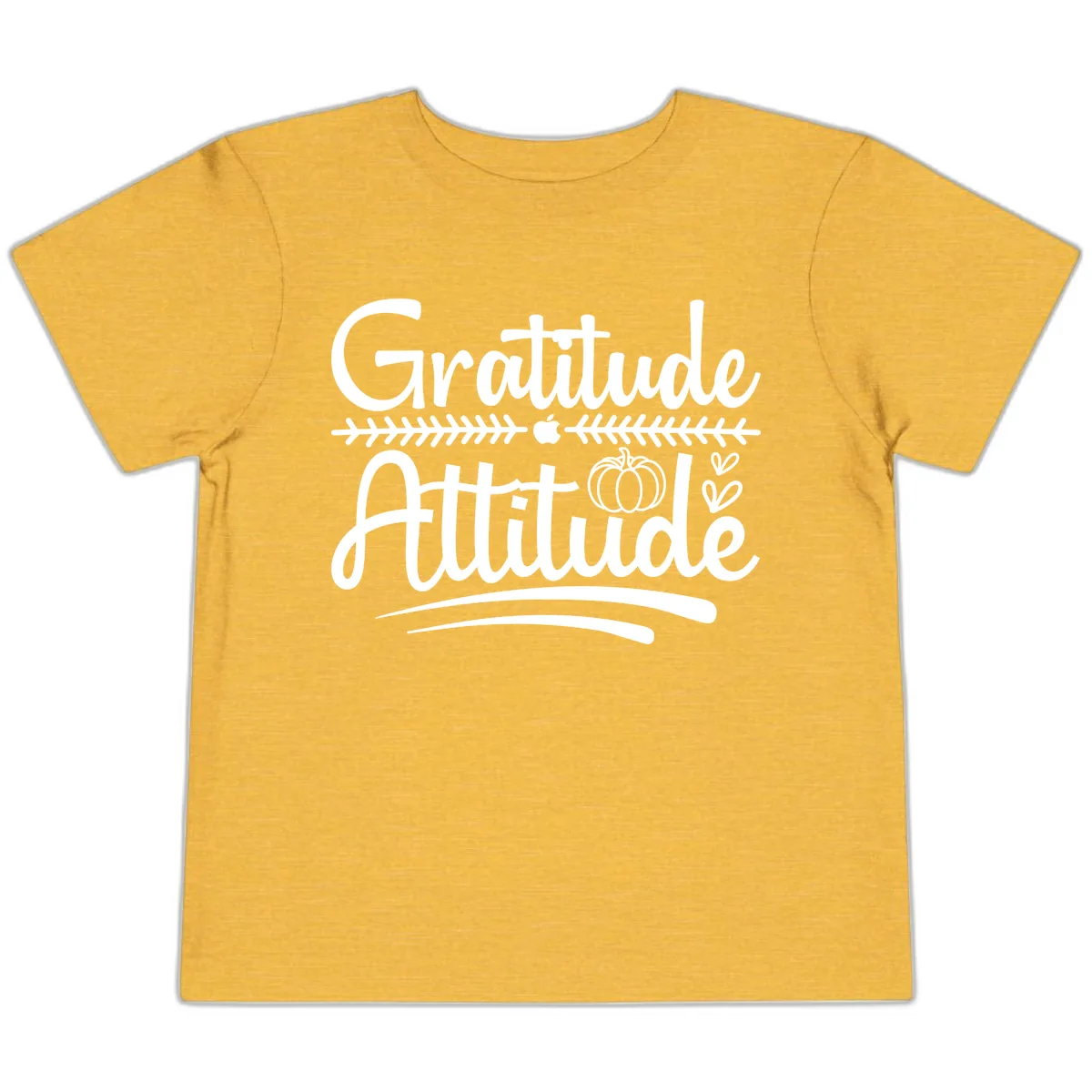 Gratitude Attitude Typography Design Toddler T-Shirt in Heather Yellow Gold