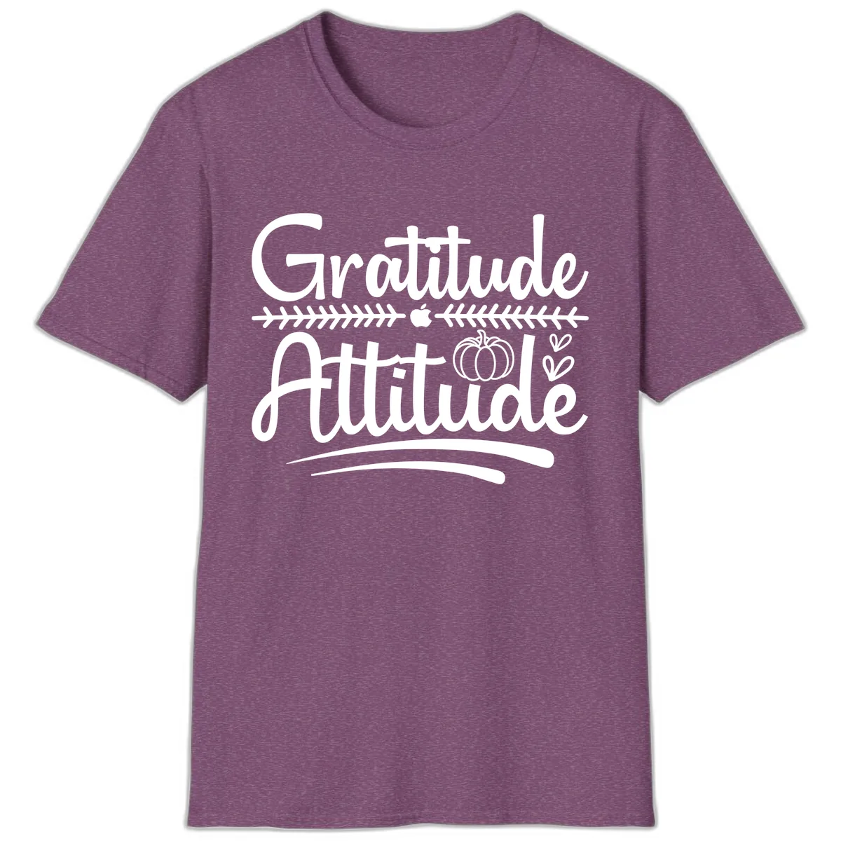 Gratitude Attitude Typography Design T-Shirt in Heather Maroon