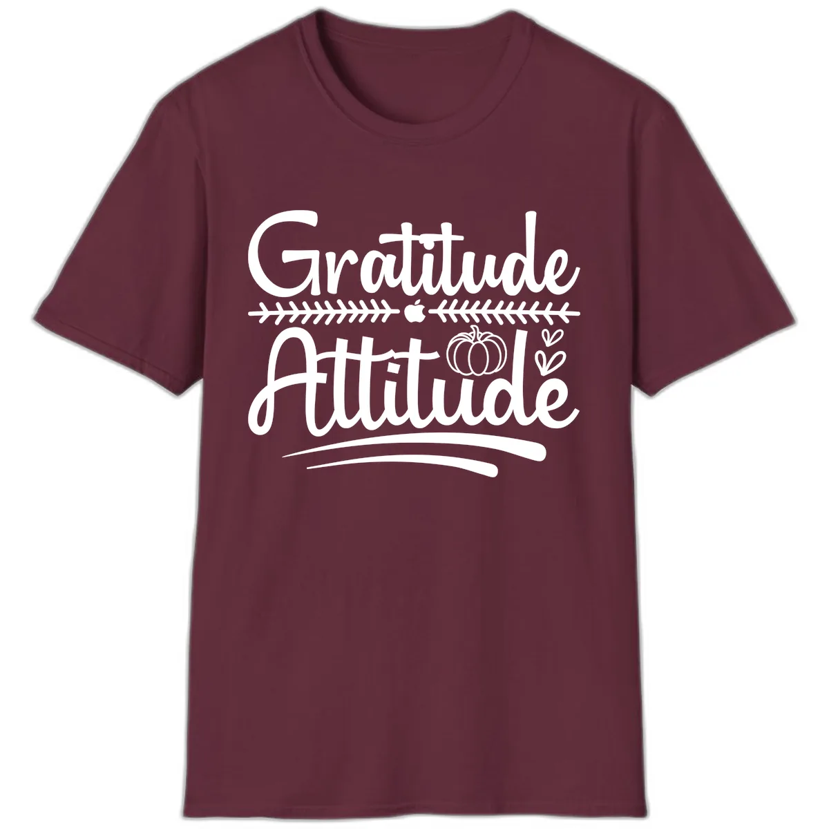 Gratitude Attitude Typography Design T-Shirt in Maroon