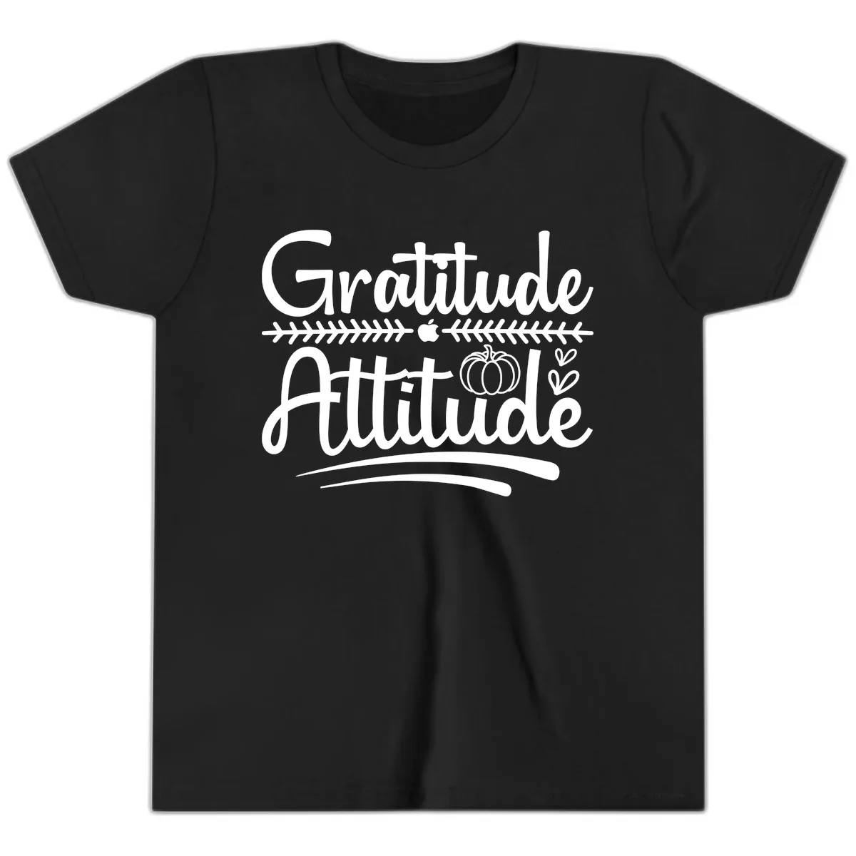 Gratitude Attitude Typography Design Youth T-Shirt in Black
