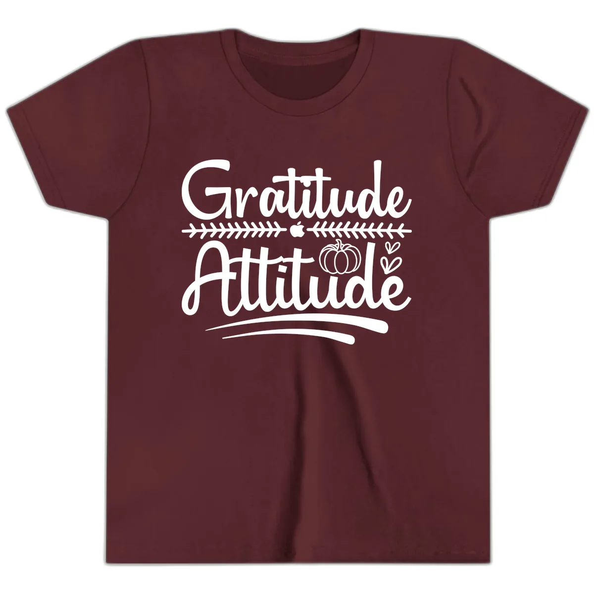 Gratitude Attitude Typography Design Youth T-Shirt in Maroon