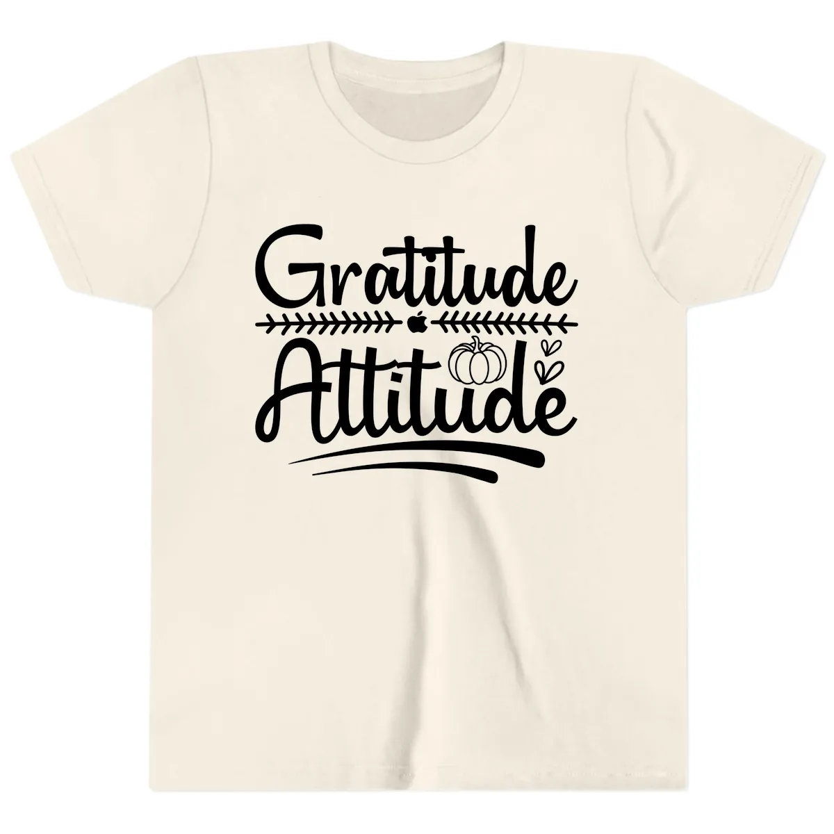 Gratitude Attitude Typography Design Youth T-Shirt in Natural