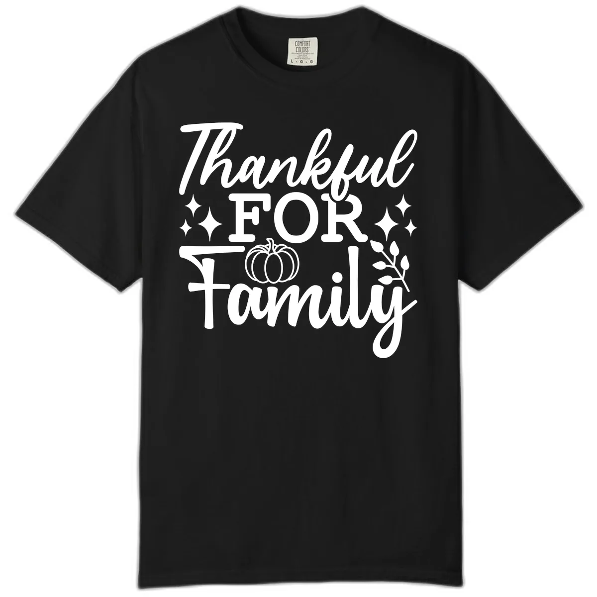 Thankful For Family Pumpkin Design Comfort Color in Black