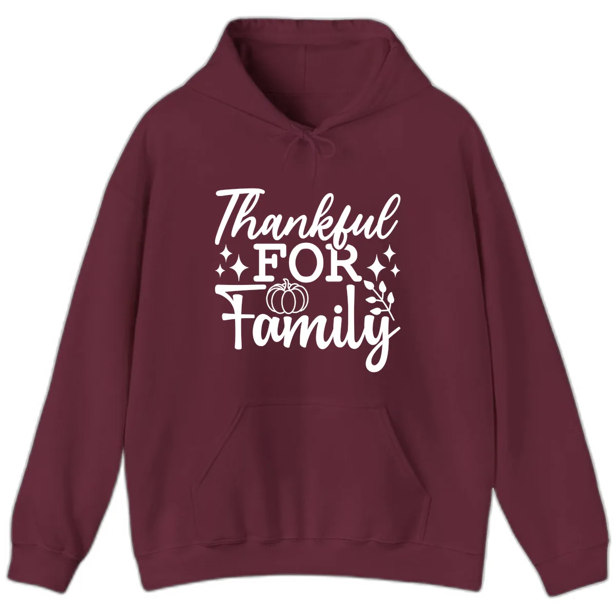 Thankful For Family Pumpkin Design Hoodie in Maroon