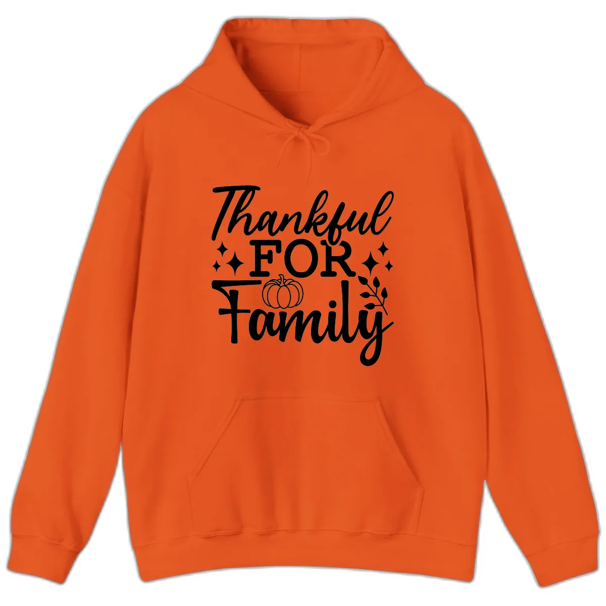 Thankful For Family Pumpkin Design Hoodie in Orange
