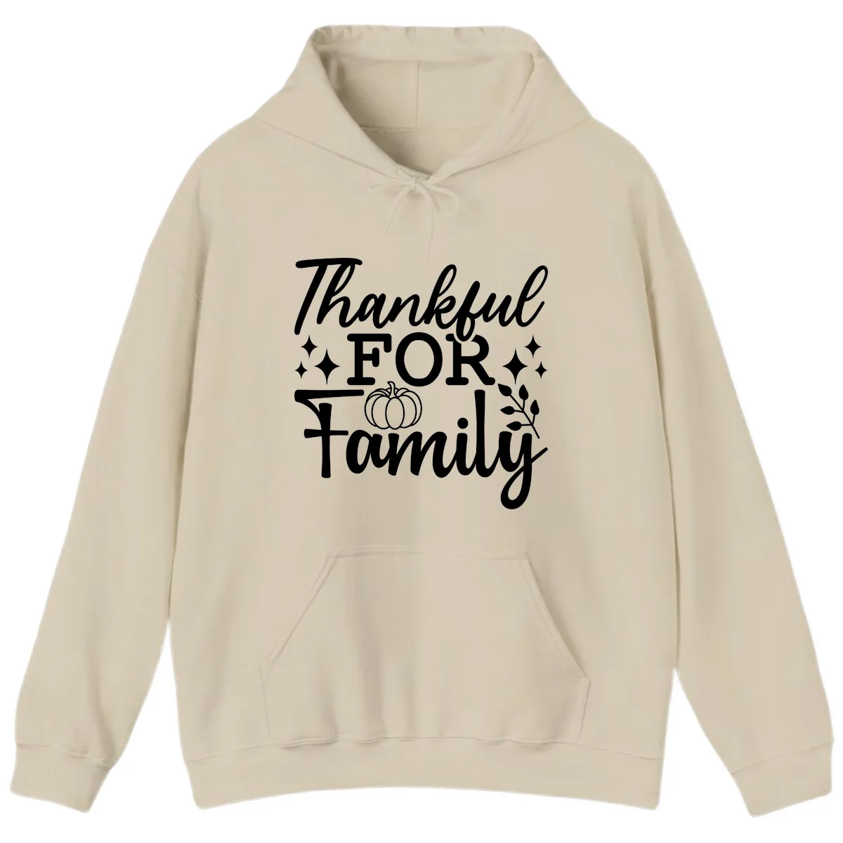 Thankful For Family Pumpkin Design Hoodie in Sand