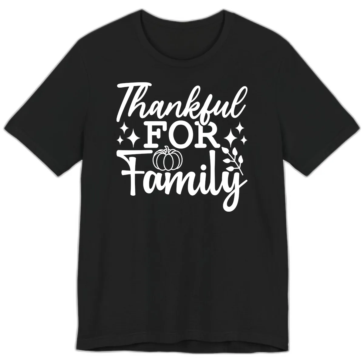 Thankful For Family Pumpkin Design Premium T-Shirt in Black