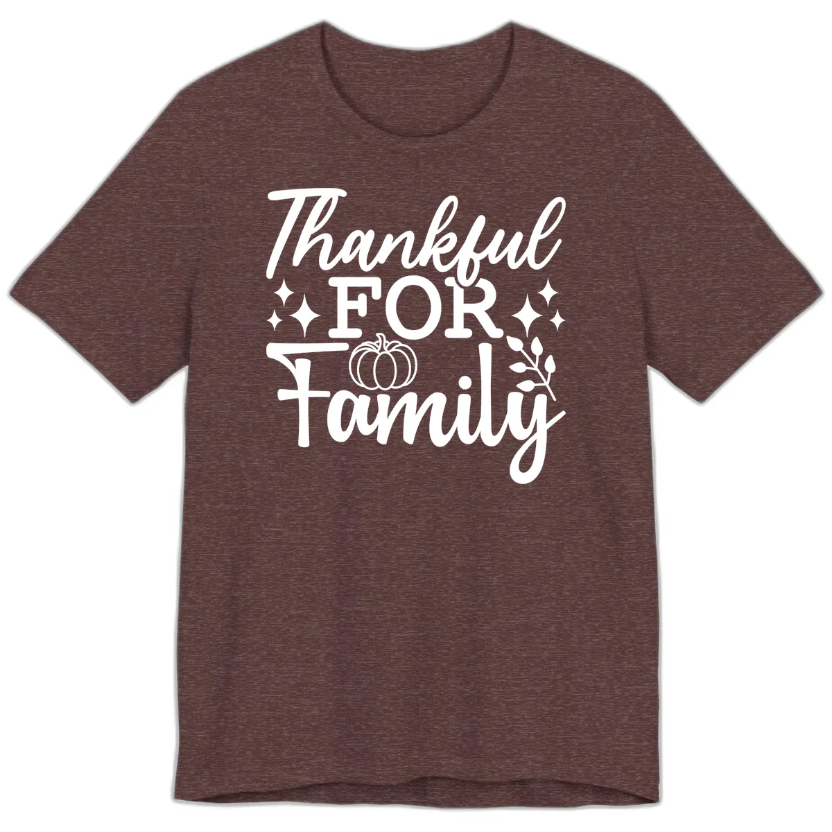 Thankful For Family Pumpkin Design Premium T-Shirt in Heather Maroon