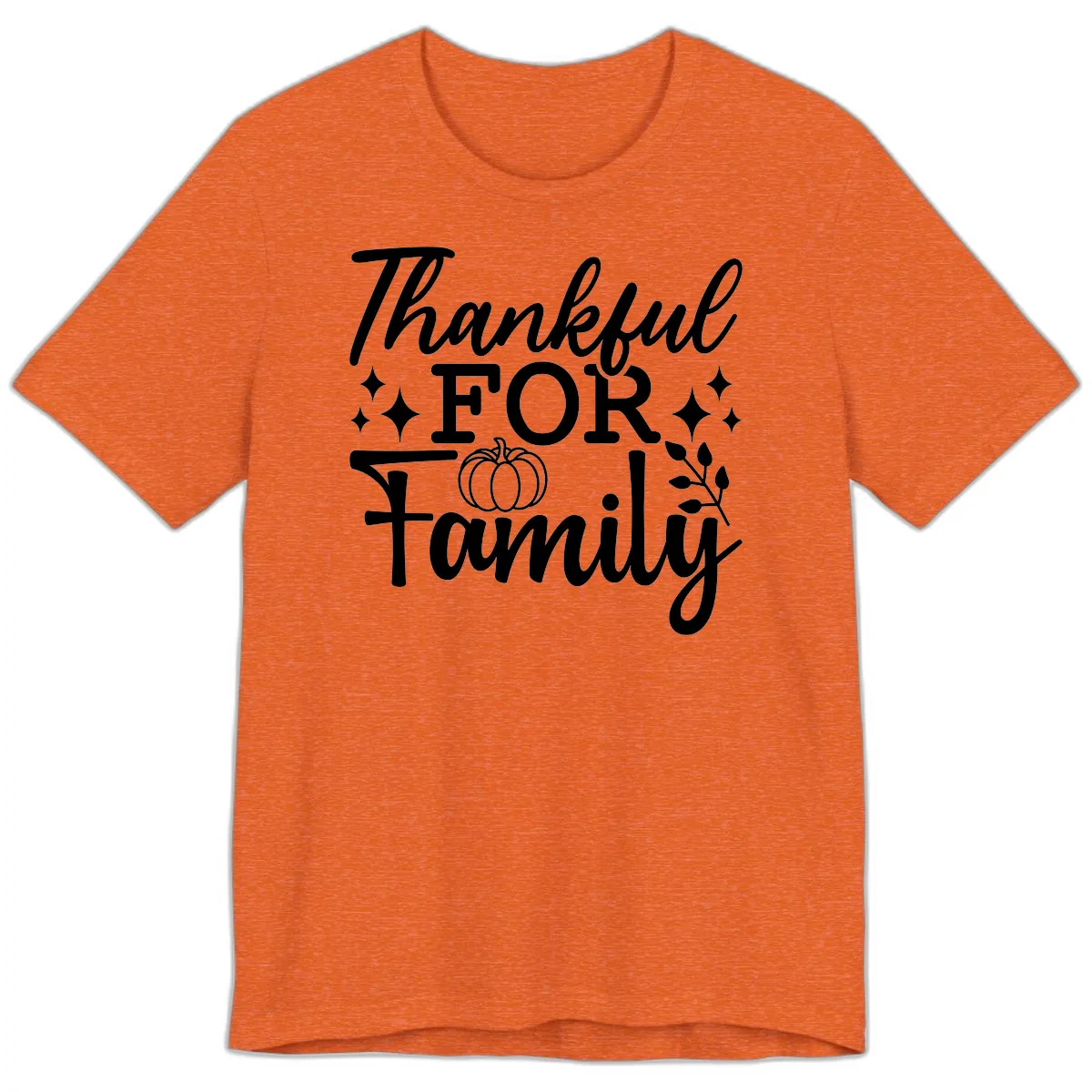 Thankful For Family Pumpkin Design Premium T-Shirt in Heather Orange