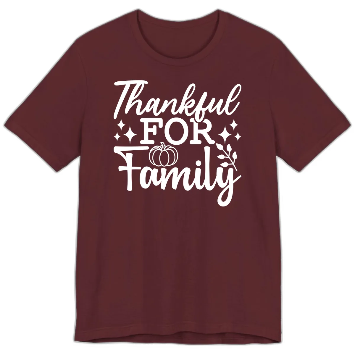 Thankful For Family Pumpkin Design Premium T-Shirt in Maroon