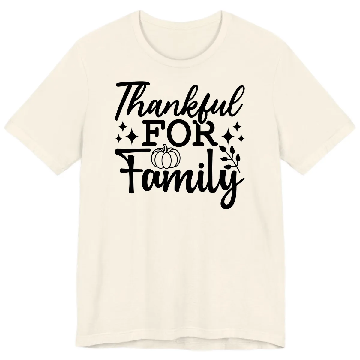 Thankful For Family Pumpkin Design Premium T-Shirt in Natural
