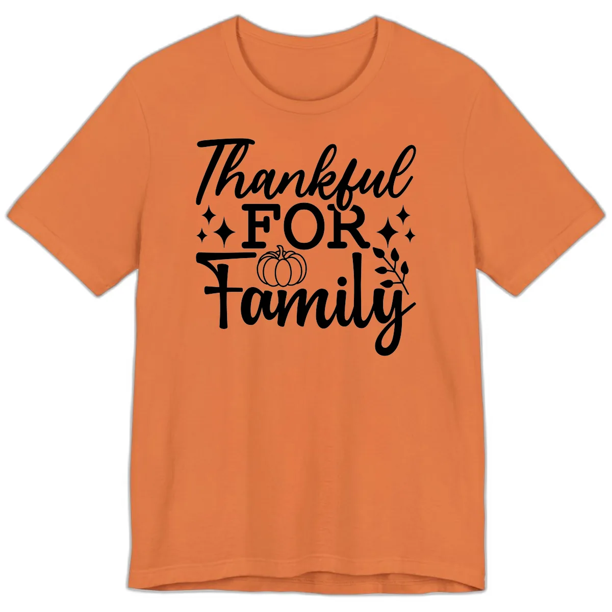 Thankful For Family Pumpkin Design Premium T-Shirt in Burnt Orange