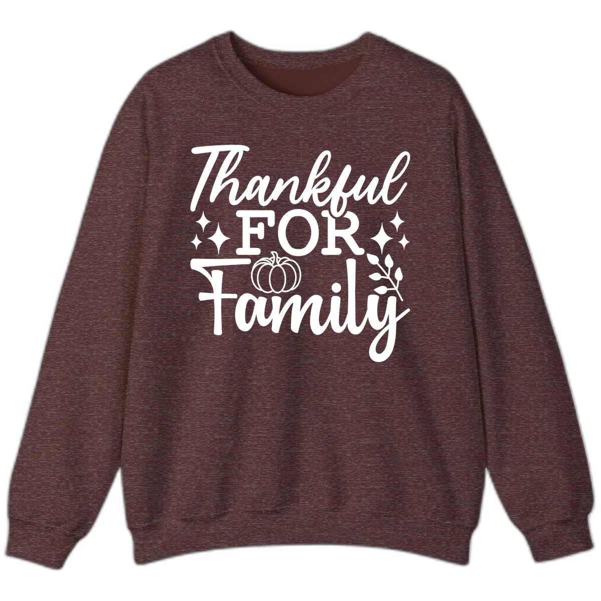 Thankful For Family Pumpkin Design Sweatshirt in Heather Sport Dark Maroon