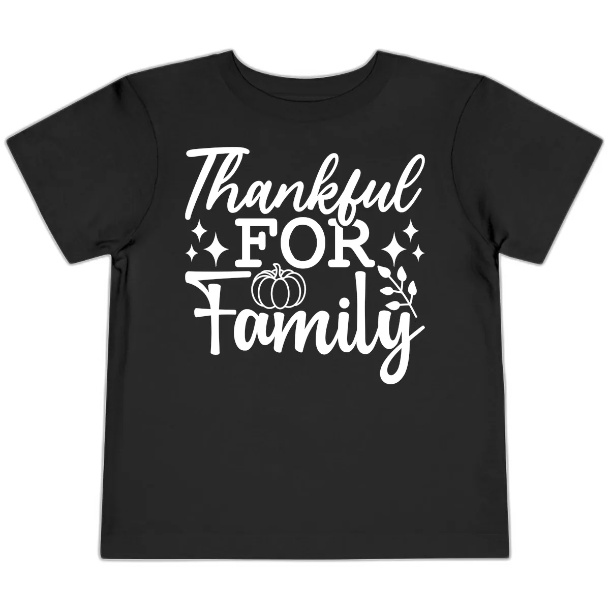 Thankful For Family Pumpkin Design Toddler T-Shirt in Black