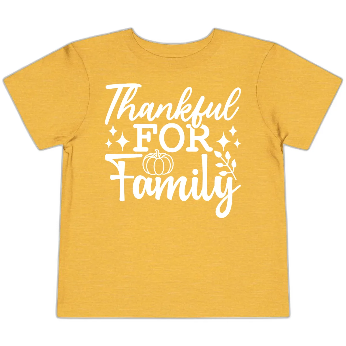 Thankful For Family Pumpkin Design Toddler T-Shirt in Heather Yellow Gold