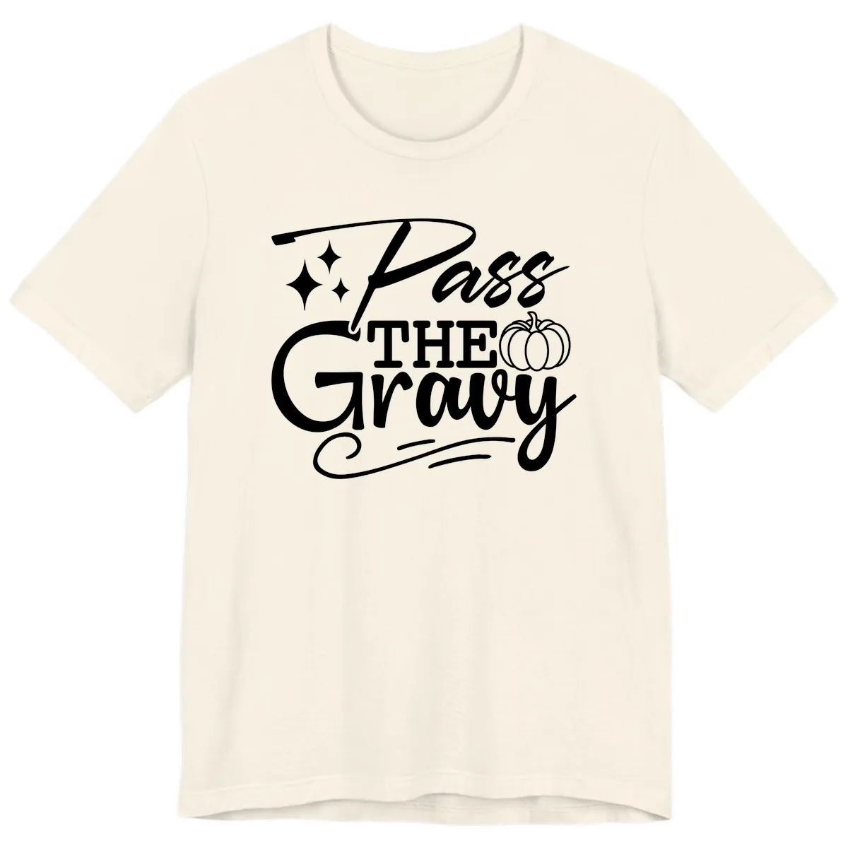Pass The Gravy Thanksgiving Phrase Premium T-Shirt in Natural