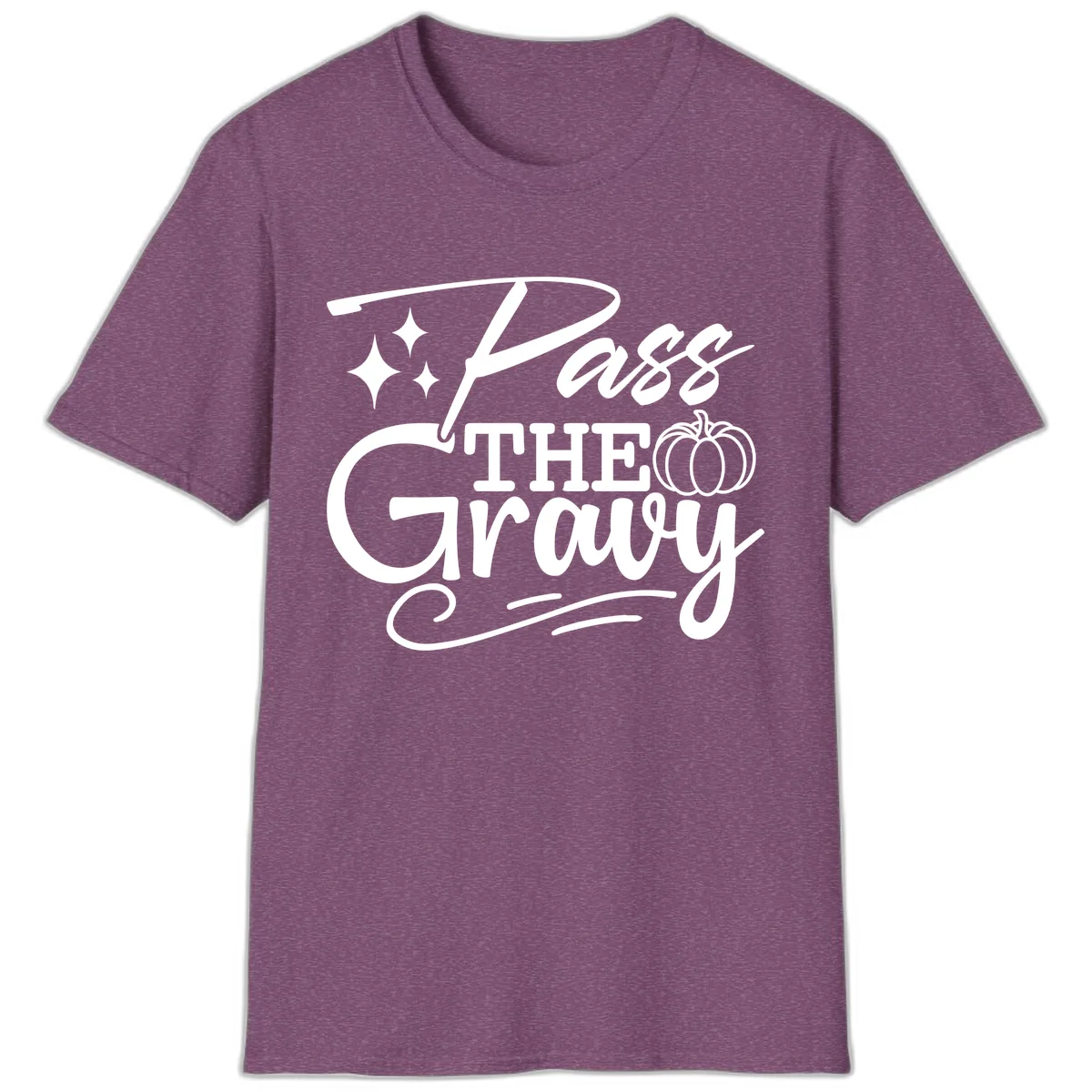 Pass The Gravy Thanksgiving Phrase T-Shirt in Heather Maroon
