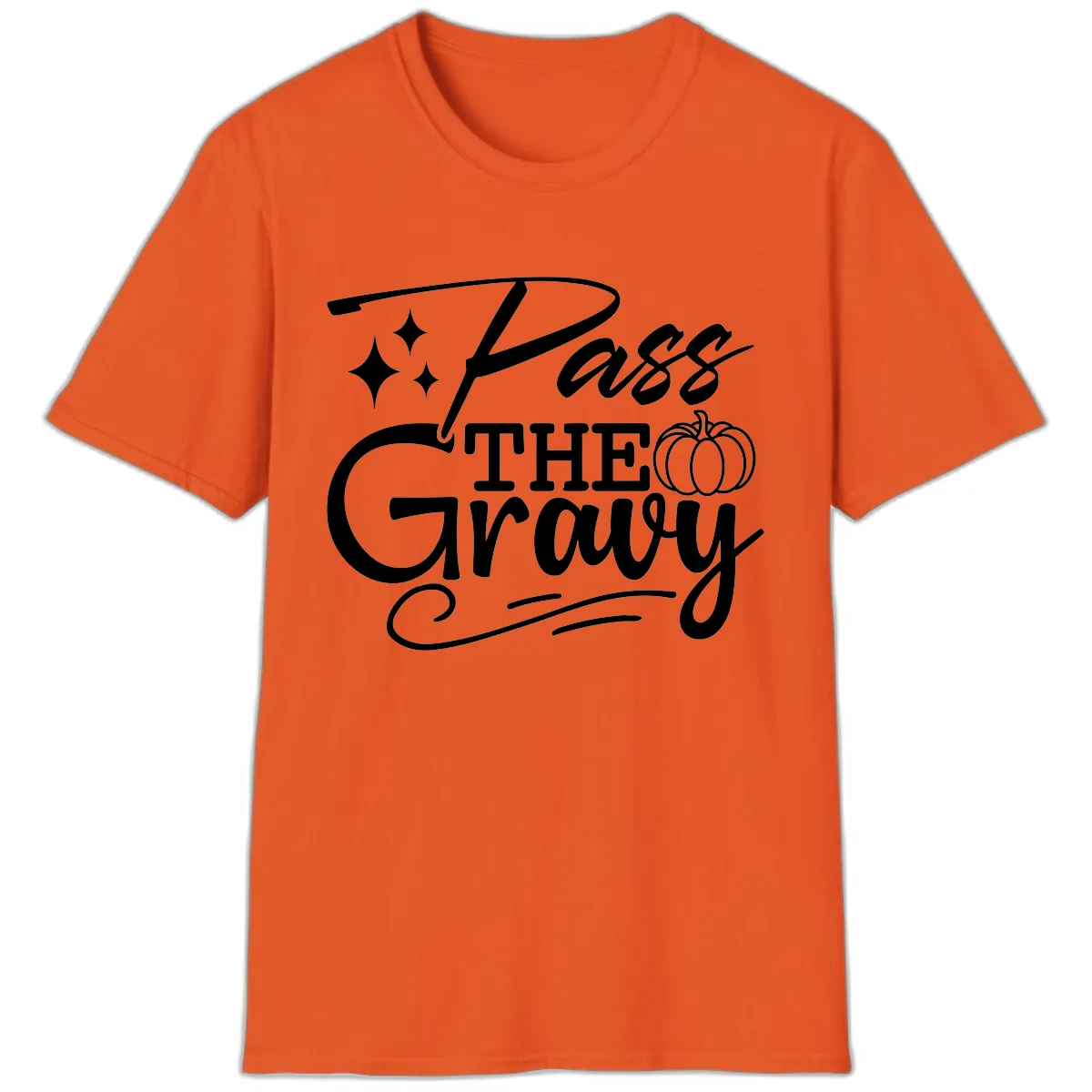 Pass The Gravy Thanksgiving Phrase T-Shirt in Orange