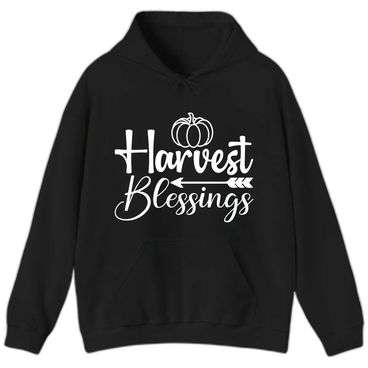 Harvest Blessings Pumpkin Arrow Hoodie in Black
