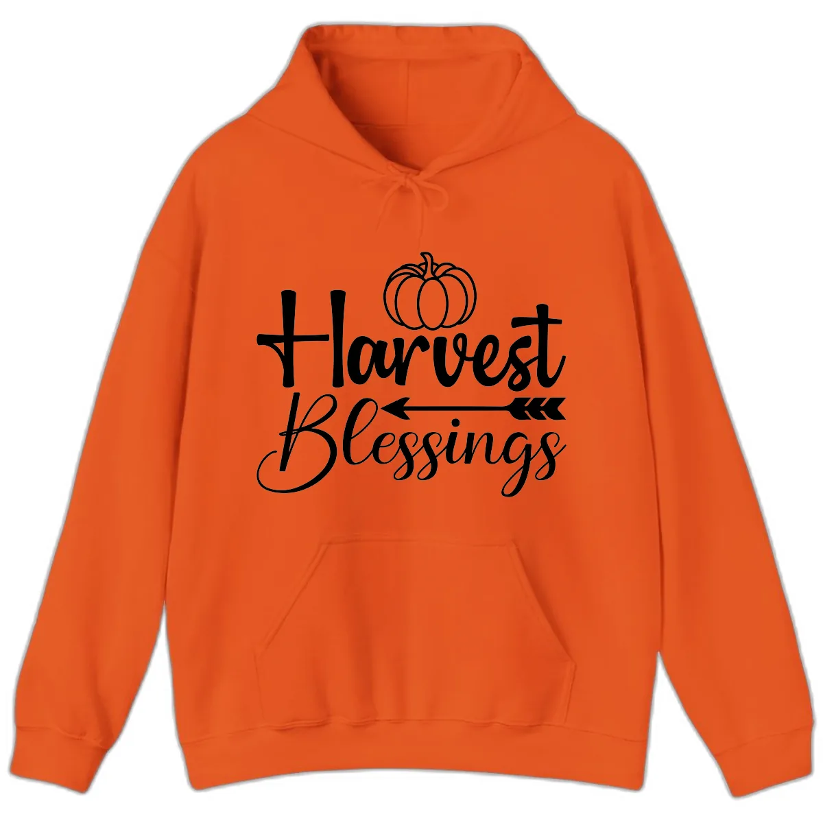 Harvest Blessings Pumpkin Arrow Hoodie in Orange