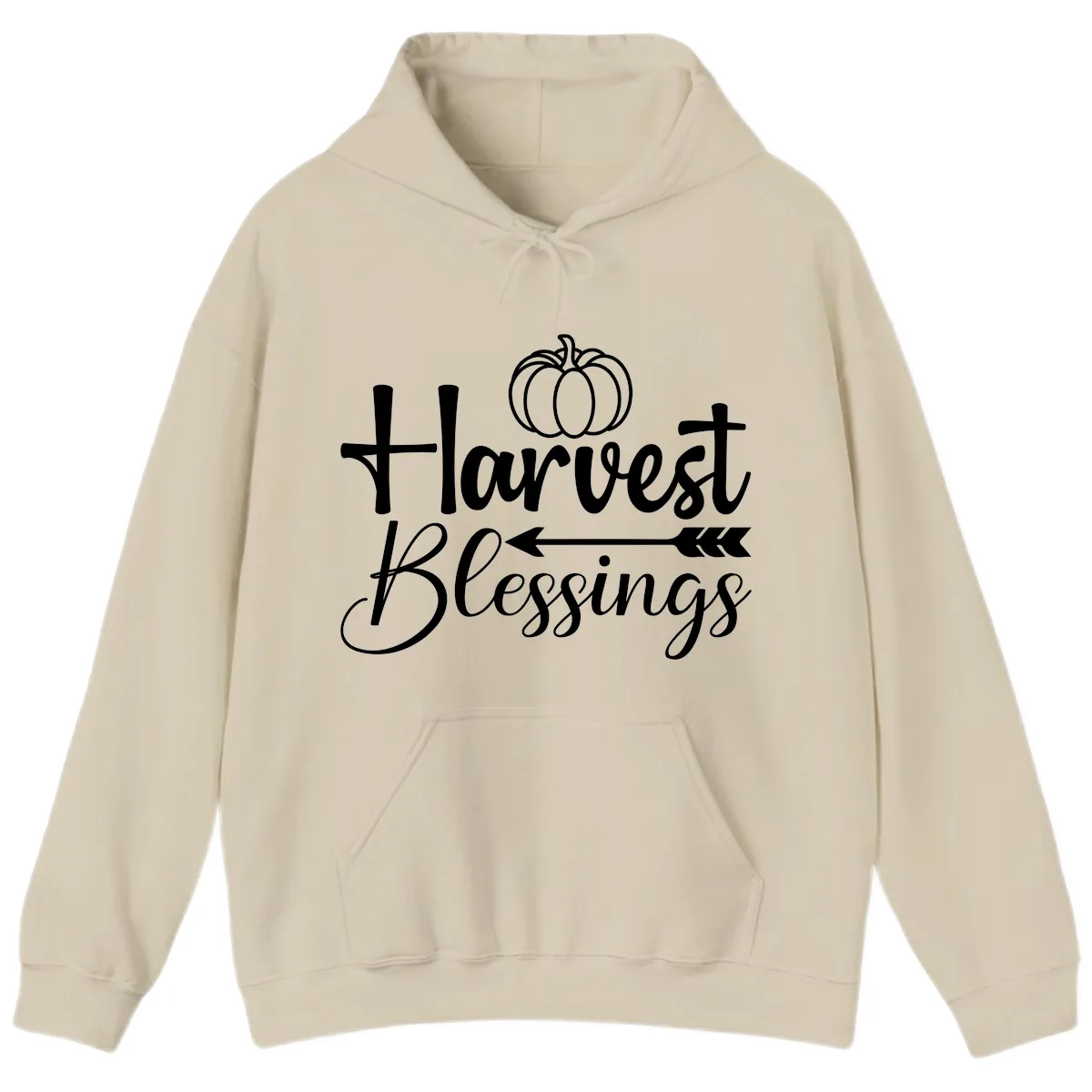 Harvest Blessings Pumpkin Arrow Hoodie in Sand