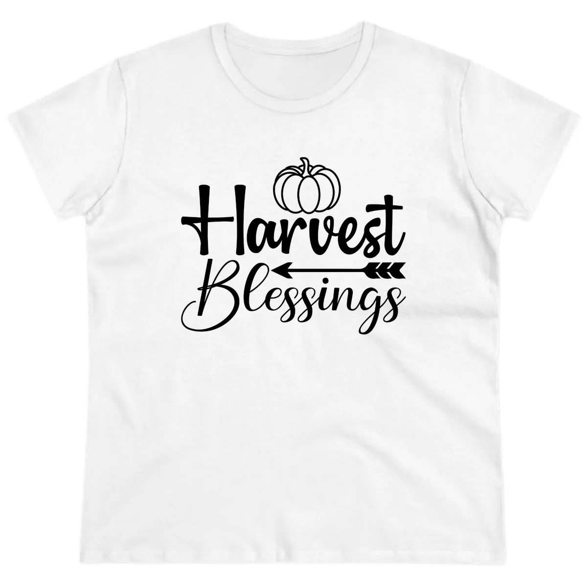 Harvest Blessings Pumpkin Arrow Ladies Tee in White