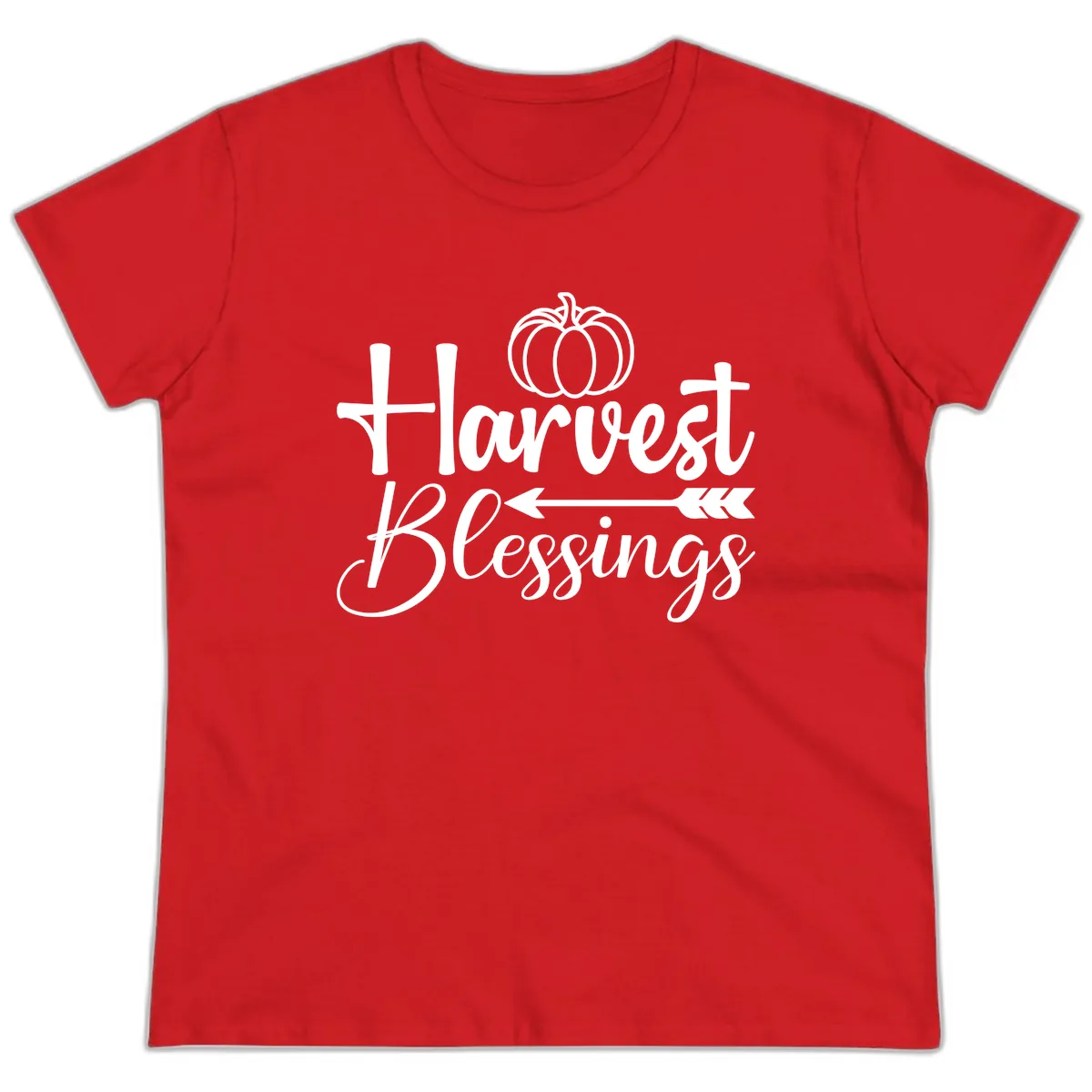 Harvest Blessings Pumpkin Arrow Ladies Tee in Red