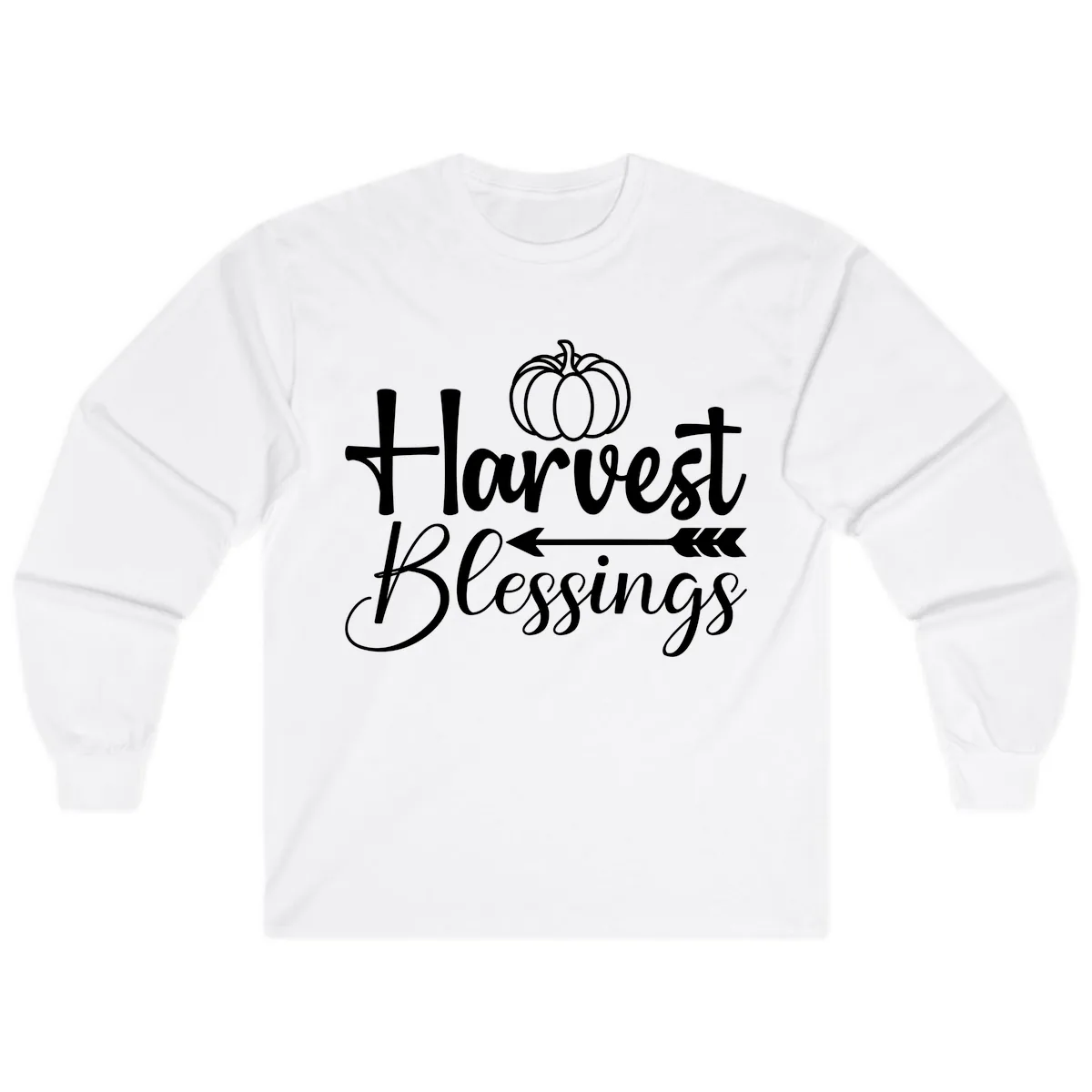 Harvest Blessings Pumpkin Arrow Long Sleeve in White