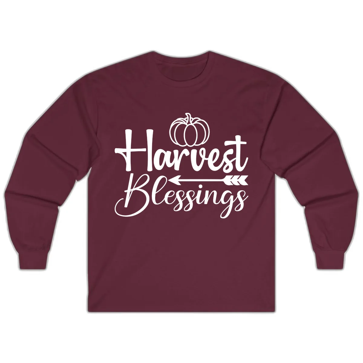 Harvest Blessings Pumpkin Arrow Long Sleeve in Maroon