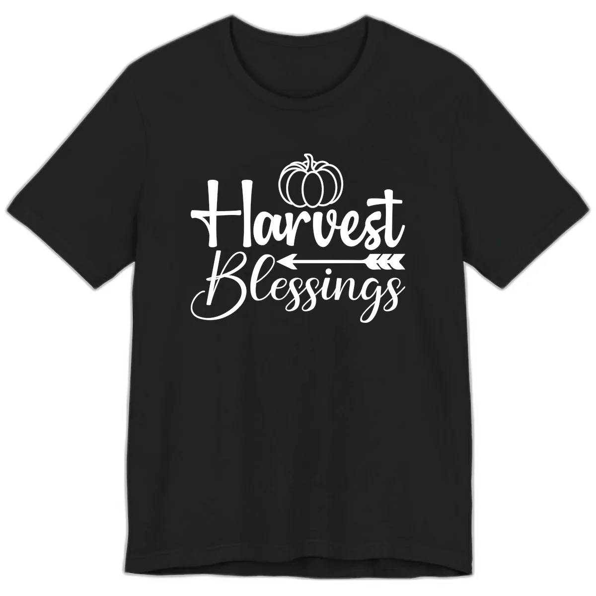 Harvest Blessings Pumpkin Arrow Premium T-Shirt in Black