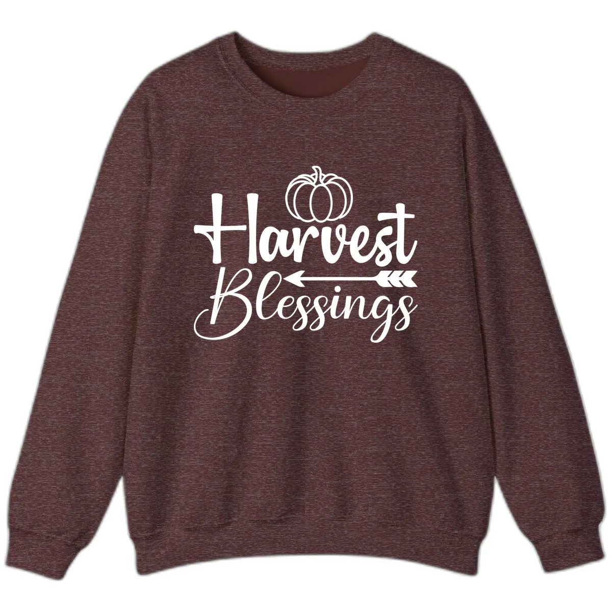 Harvest Blessings Pumpkin Arrow Sweatshirt in Heather Sport Dark Maroon