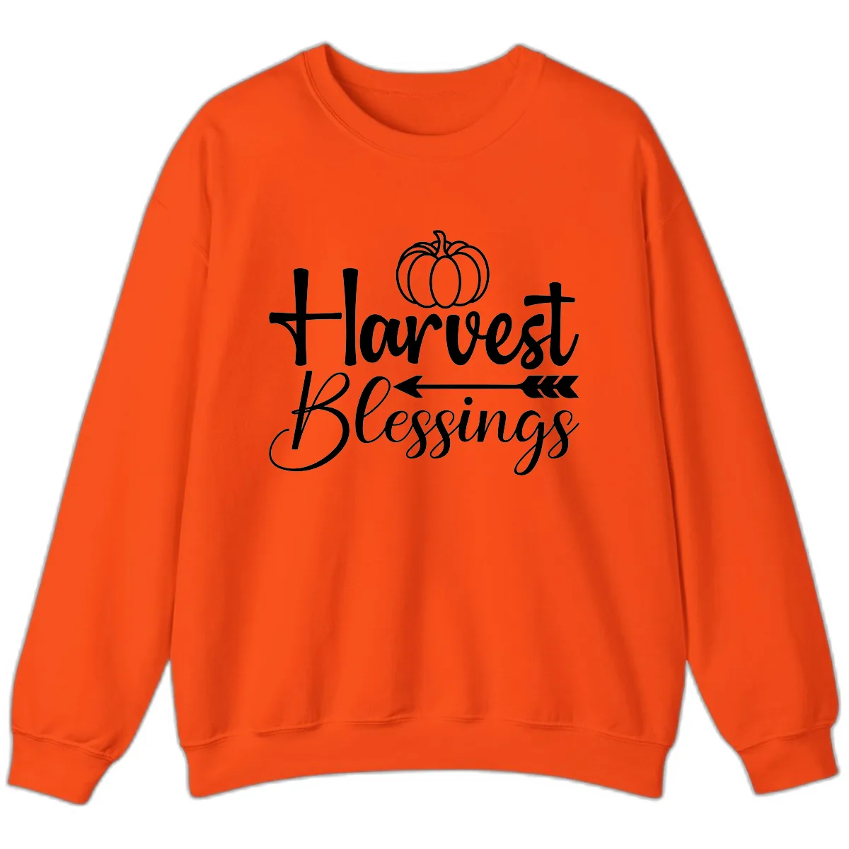 Harvest Blessings Pumpkin Arrow Sweatshirt in Orange